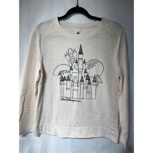 Disney Parks World Pullover Sweatshirt Castle‎ Graphic Cream Size M